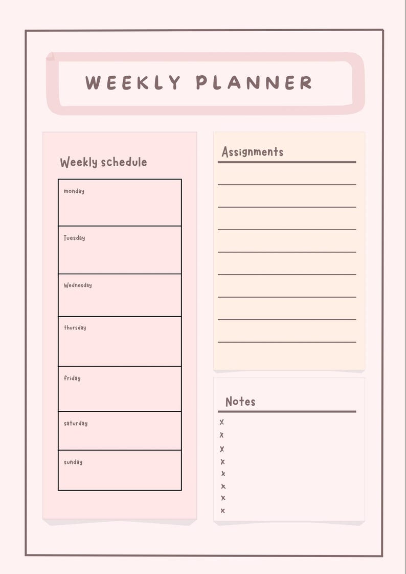 Minimal Weekly School Planner Printable | Pastel Student Study Planner ...