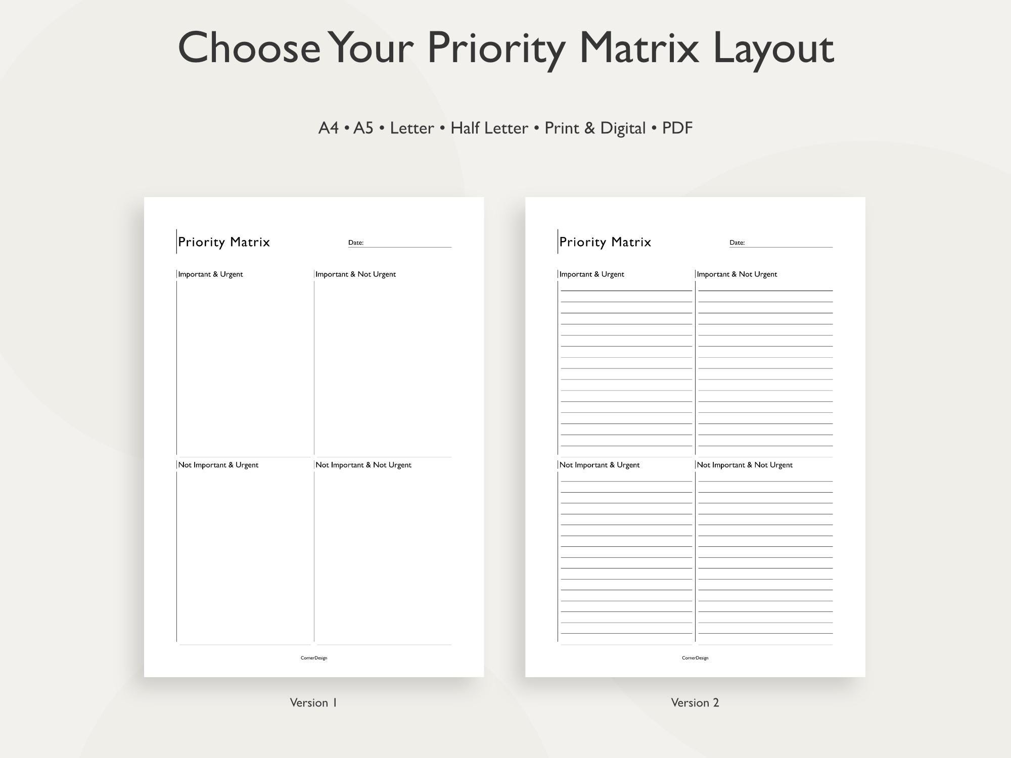 Priority Matrix – Printable & Digital PDF | Eisenhower Matrix ...