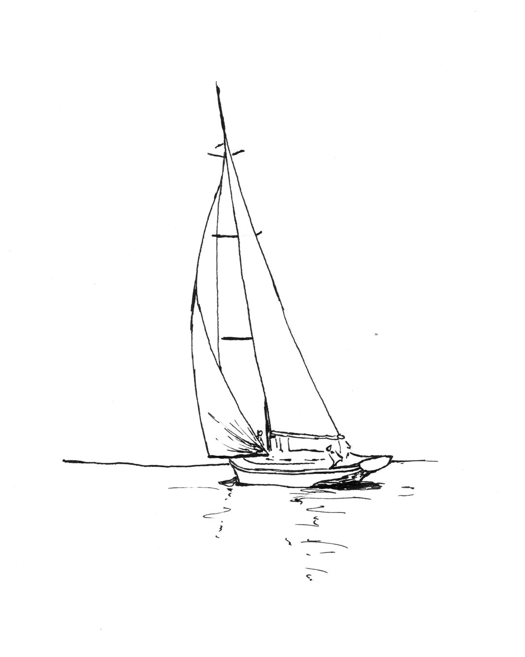 Sail Away - Ink Sketch, Ink Drawing, Pen and Ink, Black and White, Fine ...