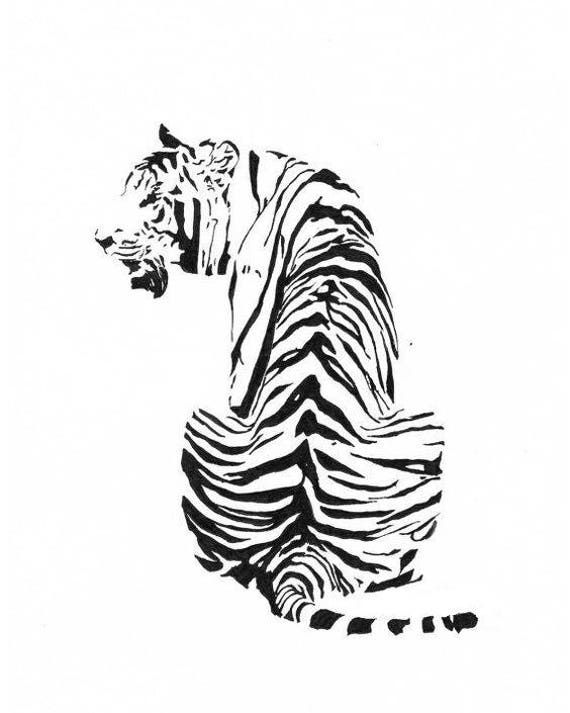 Sitting Tiger Ink Sketch, Ink Drawing, Pen and Ink, Black and White, Fine  Art Print, Giclee, Original Art, Animal, Cat -  Denmark