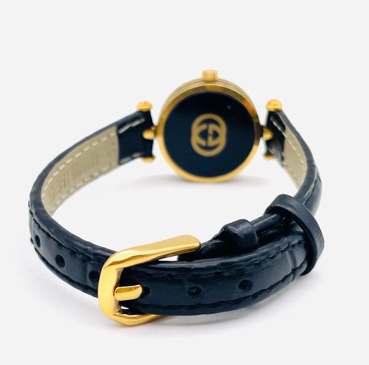 Vintage Gucci Swiss Made Ladies Watch – Black Dial, Gold 