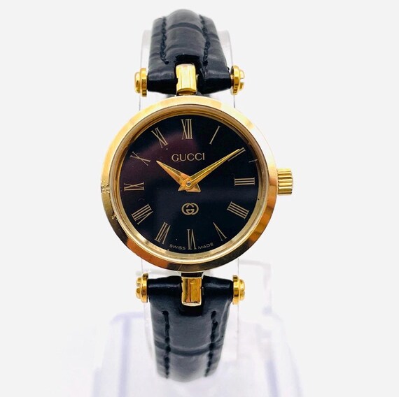 Vintage Gucci Swiss Made Ladies Watch – Black Dial, Gold 
