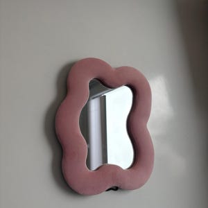 Soft Squiggly Mirror, Cloud, Moss Green, Velvet Mirror, 33 x 23 cm, Wavy Mirror, Wall Mirror, Biophilic Decor, Dopamine Decor, Colorful, Bathroom image 12