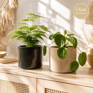 Fioriera in ceramica Boho - per vasi da Ø 13 cm - Decorazione per interni/esterni per piante/piante da appartamento - Scandinavo, Japandi e Hygge - texture scanalata