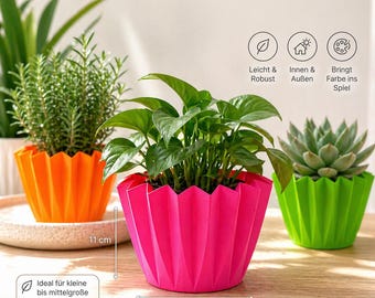 Bunter Übertopf für Topfpflanzen, Dopamin Decor, modernes Design, 14 cm, Deko für Wohnzimmer Terrasse, Funky Colorful Geometric Planter Pot