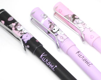 Kawaii Fountain Pen | Pink Purple Black Calligraphy Pens | Pens for Hand Lettering | Kitty Calligraphy pen