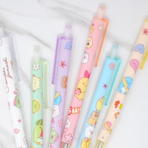 SUMIKKO GURASHI Gel Pen | 0.5mm Black Ink Pen | Cute Kawaii Pens | Japanese Anime San-X | School Supplies | Novelty Stationery | Click Pens
