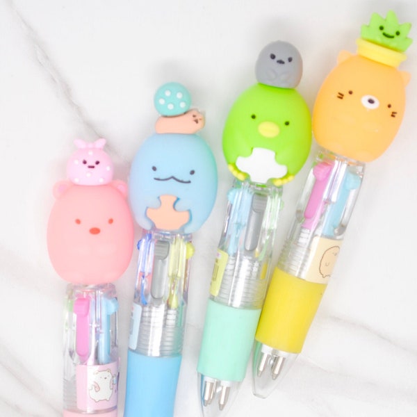 MINI SUMIKKOGURASHI Pen | Multi Color 4- in-1 | San- X Sumikko Gift | Kawaii Japanese Character Cute Pens | Cartoon Novelty Pens