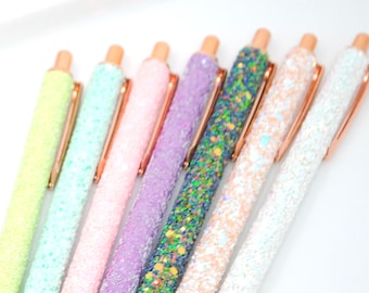 GLITTER SEQUIN PEN | Ballpoint Rose Gold & Glitter Pen | Stationery Gifts for her | Planner Accessories | Work From Home office supplies