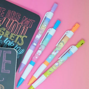 UNICORN MECHANICAL PENCILS 1pc or 4pc| Mechanical Pencil w/Sharpener | 2.0mm Thick Lead |Kawaii Cute School Writing Drawing Planner Supplies