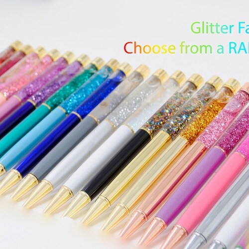 With FREE Refill Free Post Rainbow Crystal Gold Colour Ballpoint Pens Black Ink 