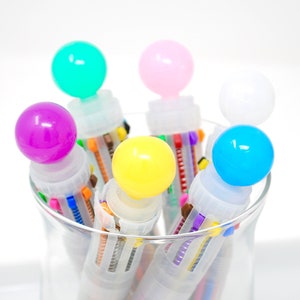 Multi Color Rainbow Pen | CANDY CROWN Chunky Pen | 10-in-1 Multicolor Pen | Kawaii Planner Pen | Color Coding Journal Pen | Pen for notes