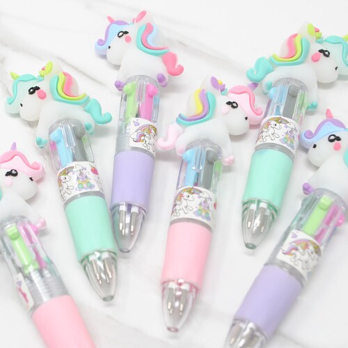 MINI UNICORN PEN - 4 Colors in 1 | Unicorn Party Favors | Unicorn Gift for Kids | Unicorn Birthday | Cute Pens for Girls | Unicorn Gift