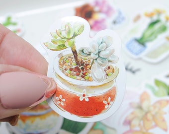 SUCCULENT STICKERS 45pc| Sticker Pack | Mini Plant Stickers | Cactus Stickers | Decorative Art Junk Journal | Ephemera | Planner Stickers