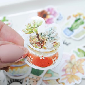 PEGATINAS SUCULENTAS, 45 unidades, paquete de pegatinas, minipegatinas de plantas, pegatinas de cactus, diario basura de arte decorativo, pegatinas de planificador
