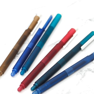 レトロカラーインク ゲルペン - 6本 | ヴィンテージカラーインクペン | 赤、黄、青、黒インクペン | プランナーインクペン | ジャーナリング用筆記ペン