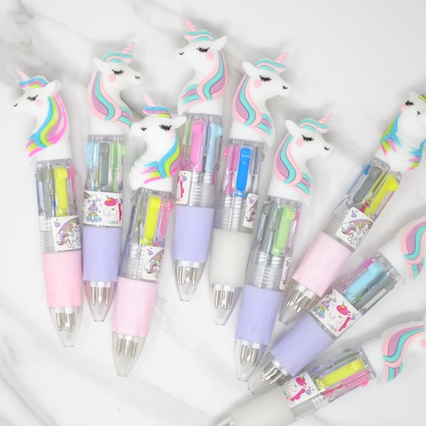 MINI UNICORN PEN - 4 Colors in 1 | Unicorn Party Favors Unicorn Gift for Kids Unicorn Birthday Cute Pens for Girls Unicorn Gift for Girls