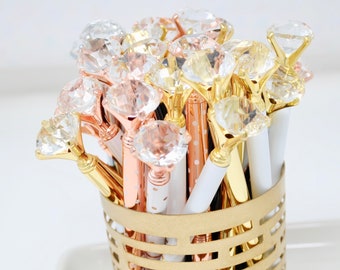 DIAMOND PENS | Crystal Diamond Gem Pen | Wedding Guest Book Pen | Planner Supplies | Bridesmaid Proposal Box Gift for Her | Party Favors