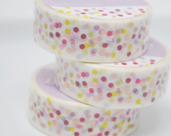 CONFETTI WASHI TAPE | 10m x 15mm Cute Metallic Foil Washi Tape | Purple Pink Gold Red Washi | Rainbow Dots Tape | Wedding Decoration