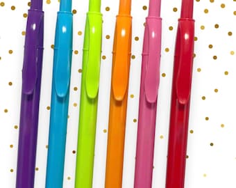 Color Ink Ballpoint Retractable Pens | Bright Writers set of 6 Pens for planners bible journaling, annotating & studying