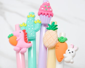 JOTTER CLIC PENS | Cute Click Pen | Planner Accessories | Pink Pastel Office Supplies | Kawaii Pure Pastel Gel Ink Pens | Animal Cupcake Pen