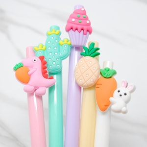 JOTTER CLIC PENS | Cute Click Pen | Planner Accessories | Pink Pastel Office Supplies | Kawaii Pure Pastel Gel Ink Pens | Animal Cupcake Pen