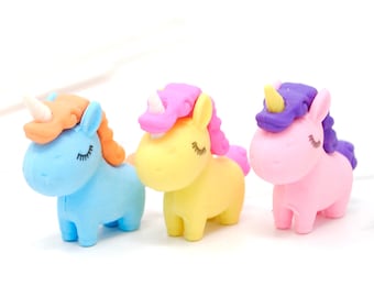 MINI UNICORN ERASER 1pc | Cute Pencil Eraser | Mini Rubber Erasers | Stationery School Supplies | Unicorn Party Treat Favors | Pink Eraser