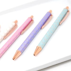 Mermaid Scales Pen: Rose Gold Hardware, Retractable Ballpoint Pen