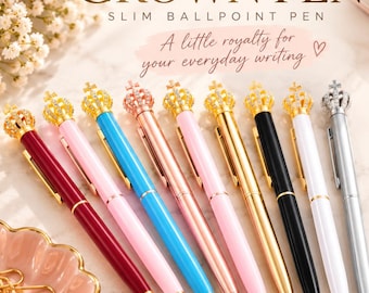 Crown Jeweled Ballpoint Pen, Pretty Pen for Women, Teacher & Coworker Gift, Journaling Pen, Stocking Stuffer