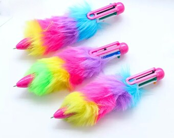 RAINBOW FUR PEN Multi Color 6-in-1 Pen Fuzzy Pom Pens Colorful Kawaii  Stationery Cute Pens for Kids and School Party Favors -  Norway
