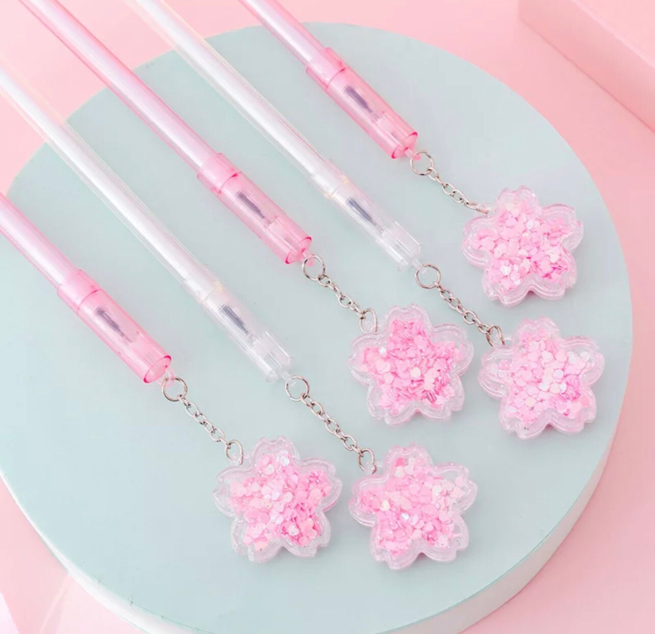 Sakura Charm Pen: Cherry Blossom Sequin, Black Gel Ink - Etsy