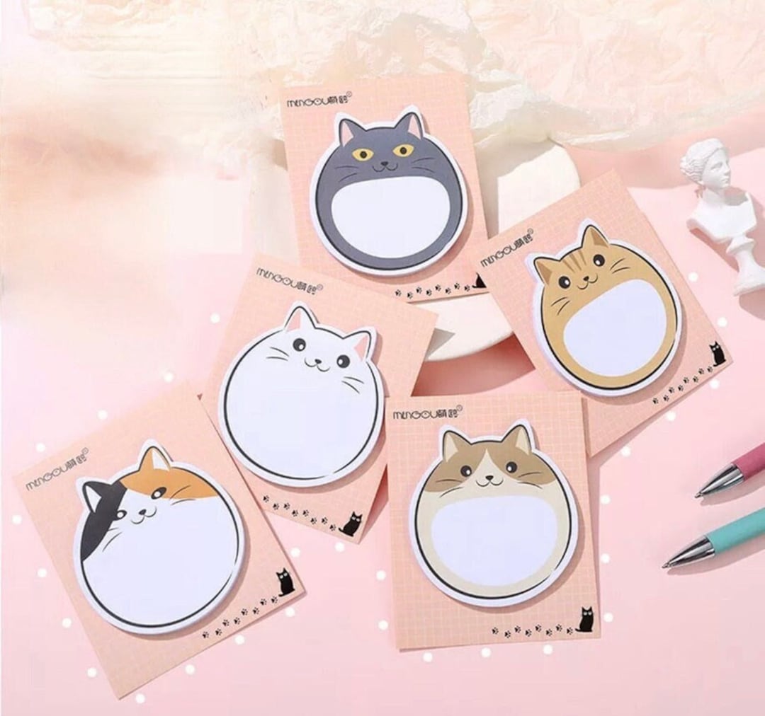 Chubby Cat Sticky Notes 30 Sheets Pack Cute Cat Sticky Notes Funny Self ...