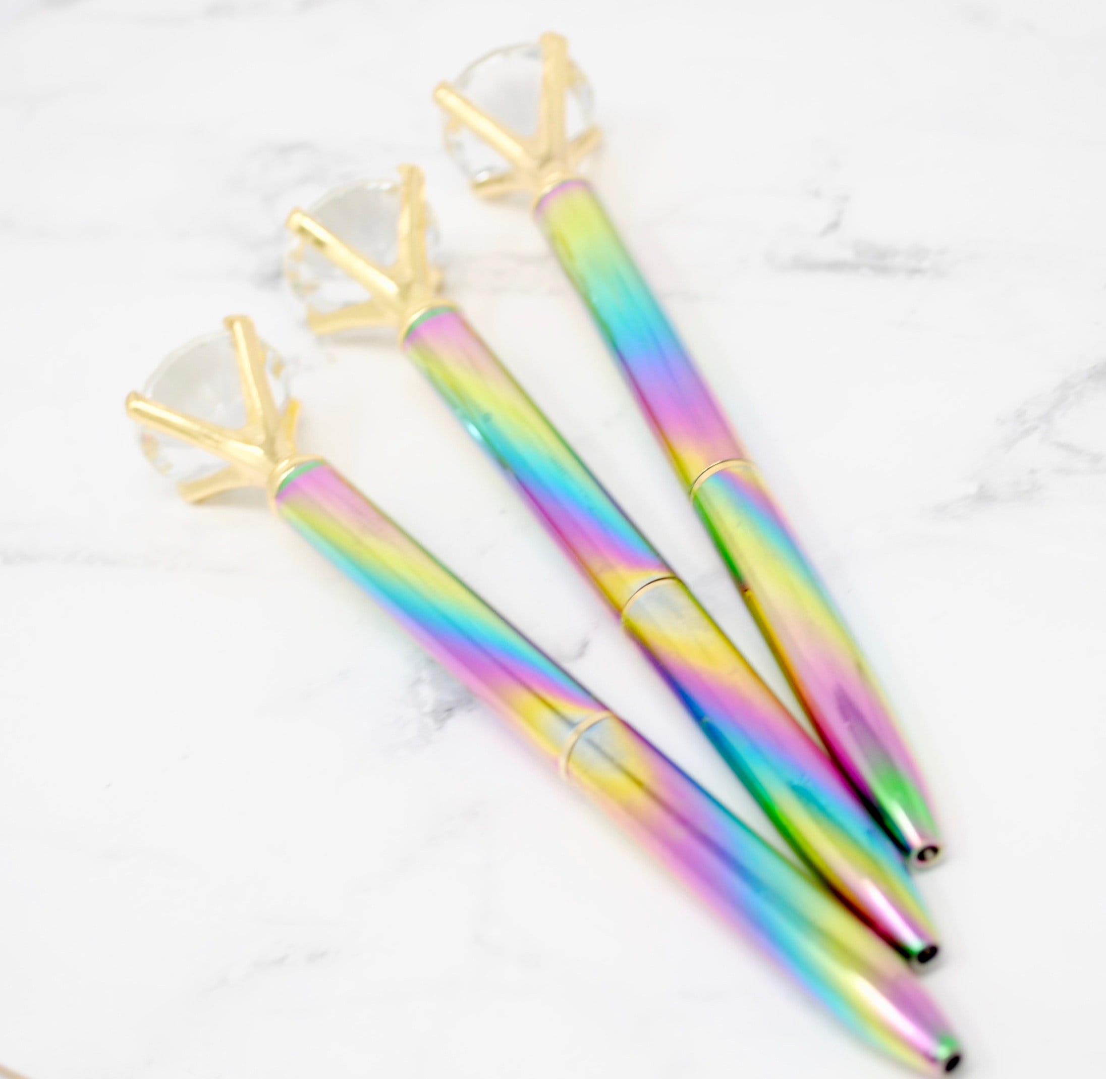 RAINBOW GRADIENT DIAMOND Pen Large Crystal Diamond Top Pens, Crystal Gem  Pen, Wedding Diamond Pen, Planner School Office Planner Supplies 