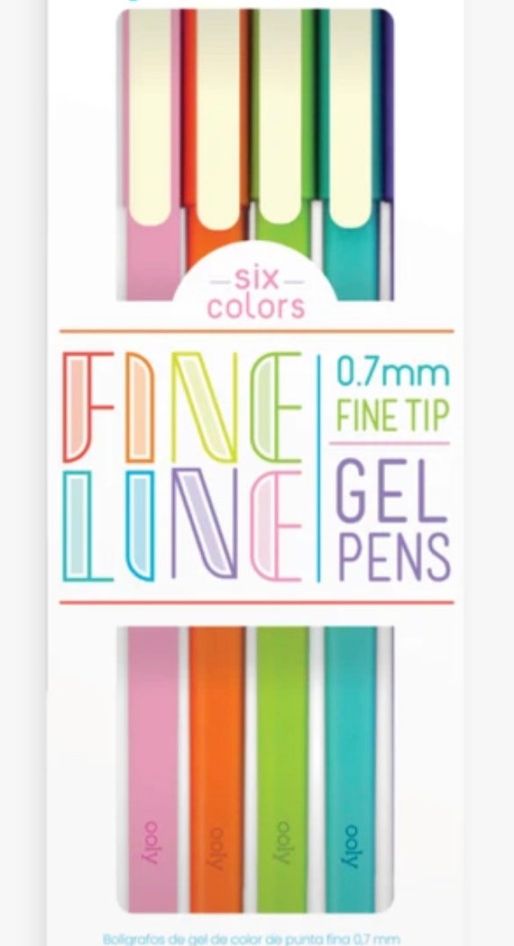 Rainbow Gel Pens 6pc Fine Line 0.7mm Gel Pens Colored Gel 