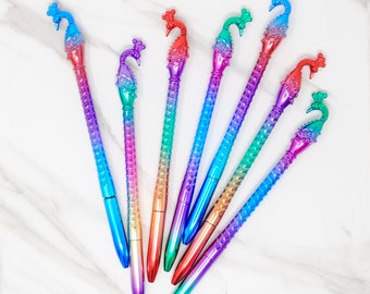 PEACOCK gel pen | Metallic Peacock Pen | Cute Kawaii Pens | Novelty Pen | Planner Pens | Party Favors | Supplies for back to school