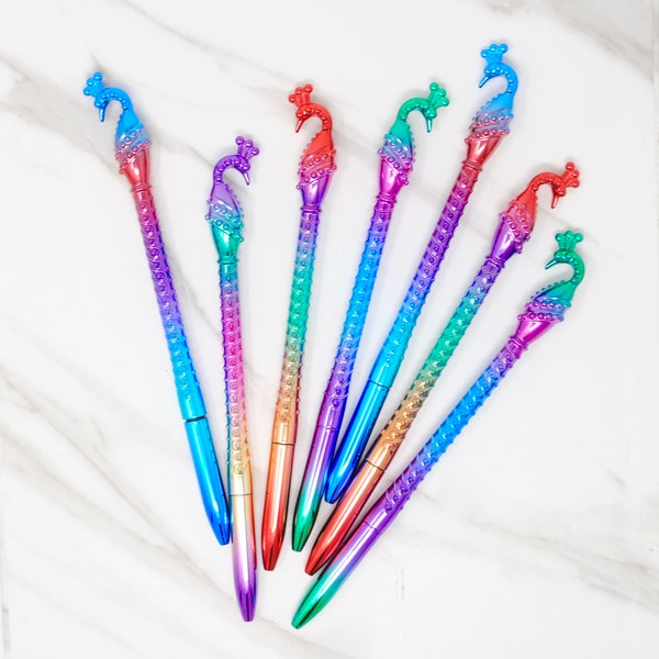 PEACOCK gel pen | Metallic Peacock Pen | Cute Kawaii Pens | Novelty Pen | Planner Pens | Party Favors | Supplies for back to school