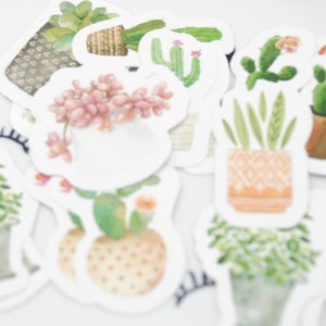 PLANT LIFE STICKERS 45pc | Sticker Pack | Mini Plant Stickers | Cactus Stickers | Decorative Art Junk Journal | Ephemera | Planner Stickers