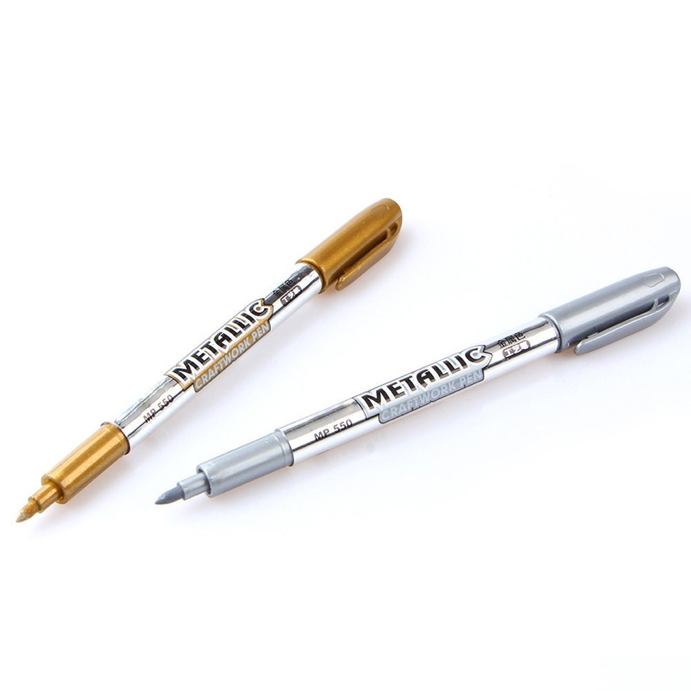 Metallic Markers Gold Pen Silver Marker, Mirror Chrome Paint Marker for  Art, Dual Tips, Permanent Metallic Pens for Halloween Pumpkins, Ceramic