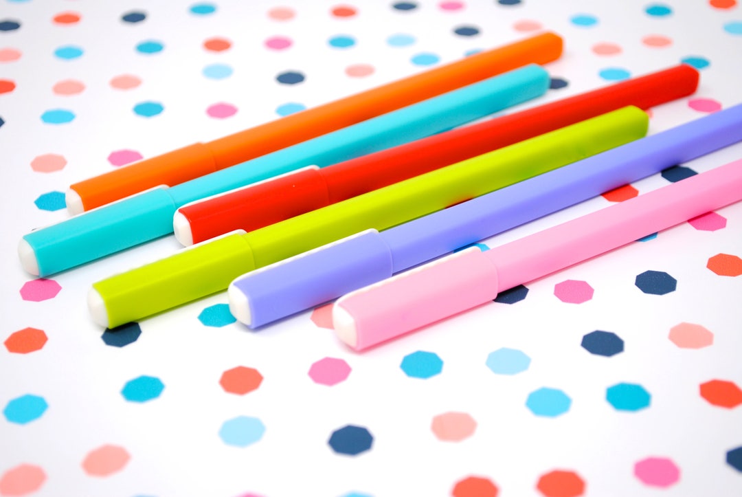 Rainbow Gel Pens 6pc Fine Line 0.7mm Gel Pens Colored Gel Etsy