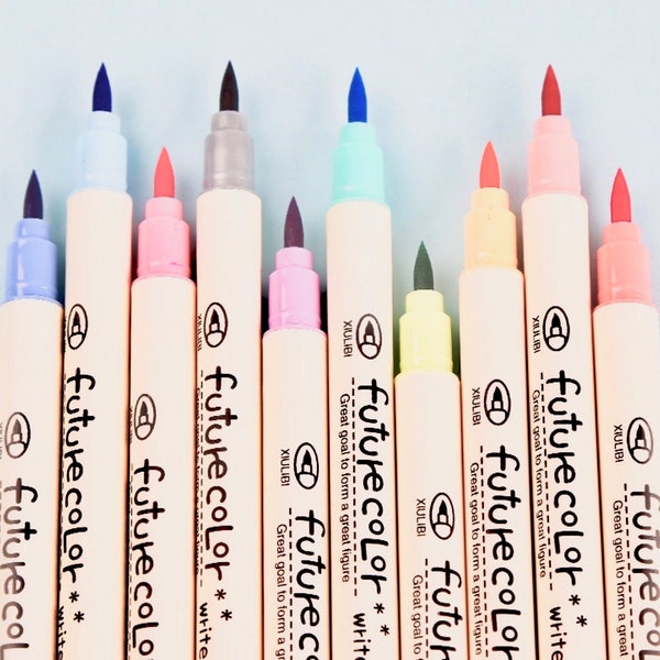 BRUSH MARKERS 10pc set | Calligraphy markers, Soft Brush Pen, Brush Lettering, Felt Tip Pastel Markers, Scrapbook, Planner, Calligraphy Pens
