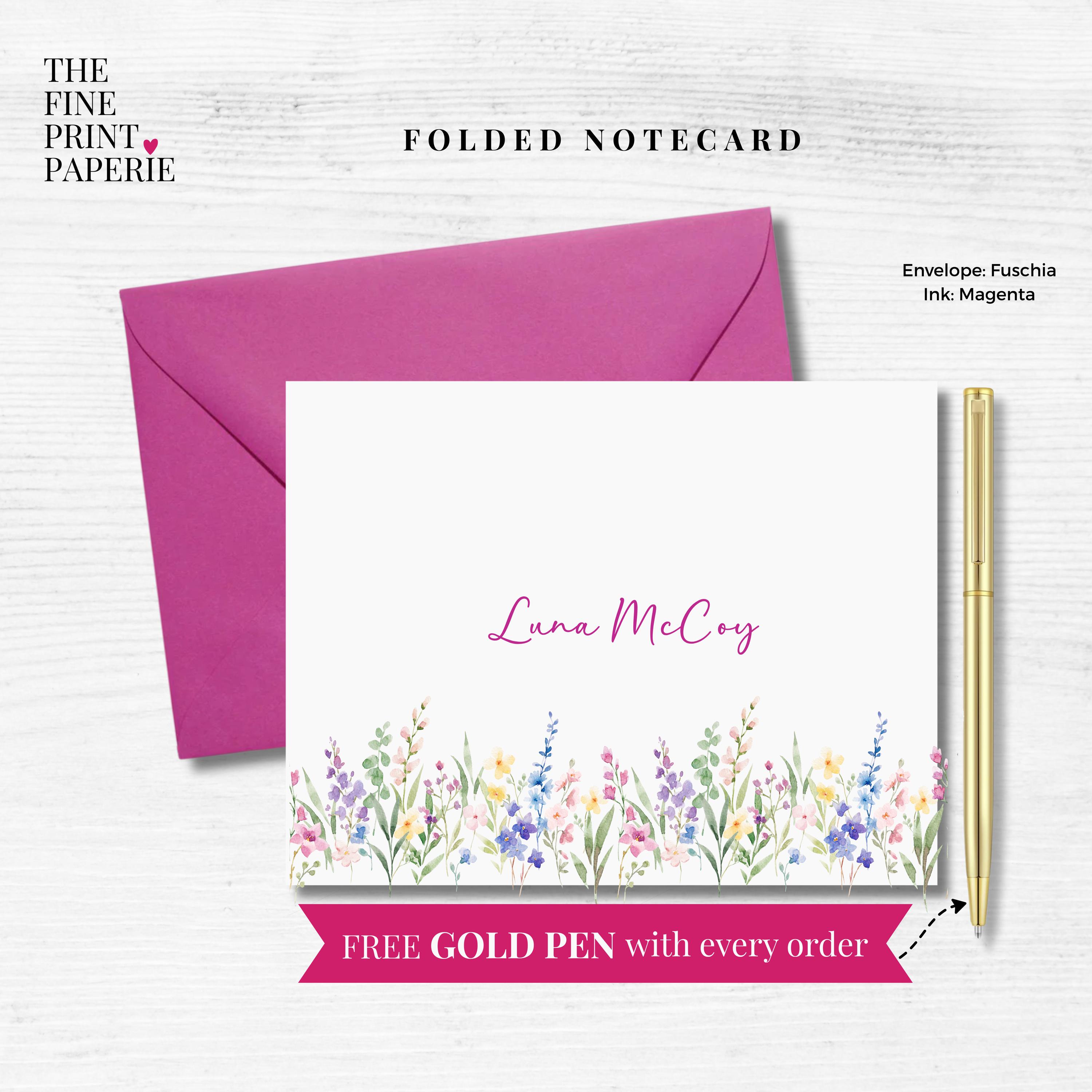 Personalized Stationery Set of Custom Wildflower Note Cards With ...