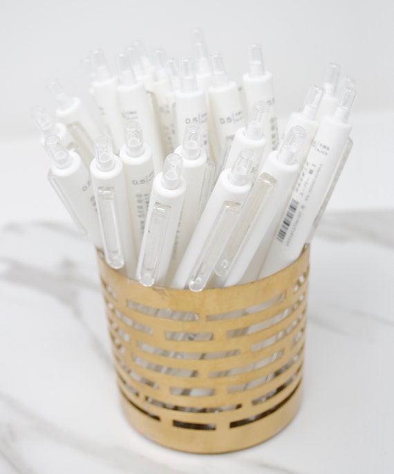 Penna gel bianca 1pz punta da 0,5 mm / Estetica minimalista / Penna  inchiostro gel bianca semplice / Penna planner retrattile / Penne da  scrittura -  Italia