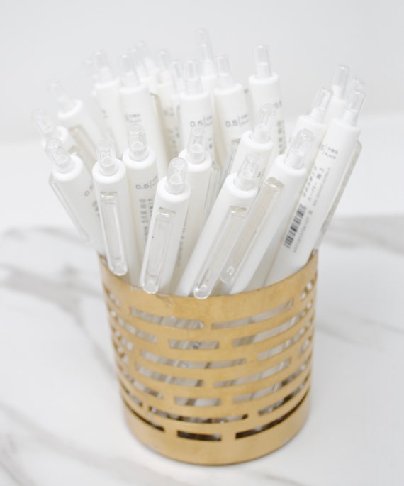 White Gel Pen 1pc 0.5mm Tip Minimalist Aesthetic Simple White Gel Ink Pen  Retractable Planner Pen Writing Pens 