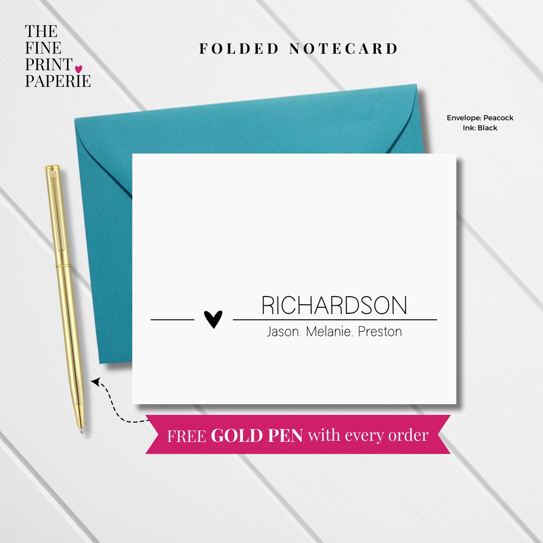 Personalized Family Stationery Note Cards Set 10 Custom Note Cards ...