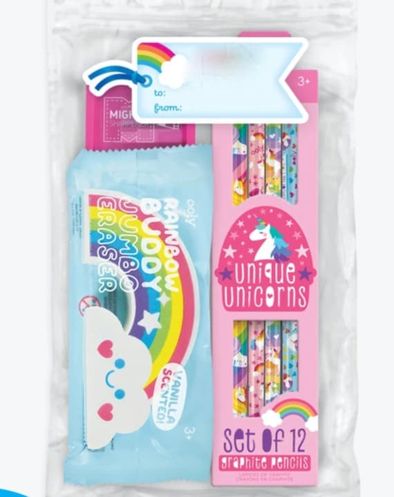 UNICORN & RAINBOWS 3pc Stationery Set for Girls Creative Gift for Children  Gift Set Stocking Stuffer School Supplies Cute Gift 