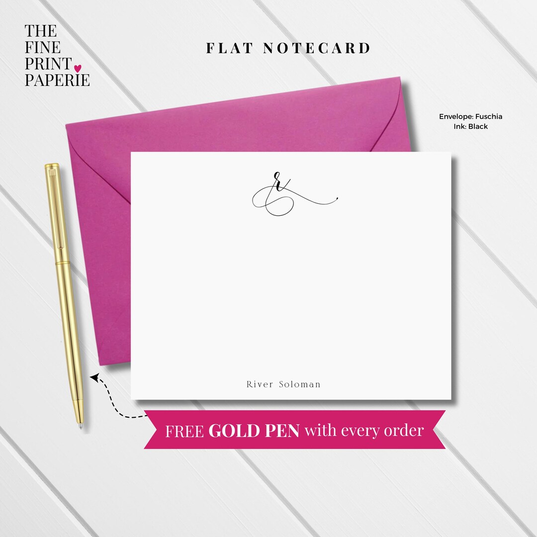 Monogram Note Cards Set of 10 Personalized Stationery With Envelopes ...