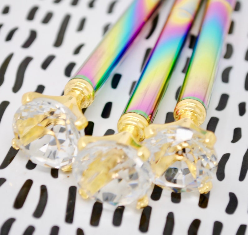Rainbow Pens Set of 2 pens Diamond Crystal Floating | Etsy