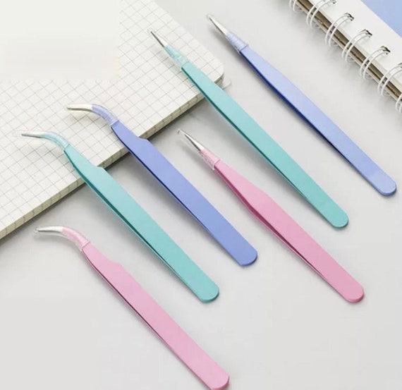 5pcs Sticker Tweezers for Crafting 4.53 Straight Pointed Tip with Spring  Plastic Tweezers Craft Tweezers for Stickers, Scrapbooking, Eyelash