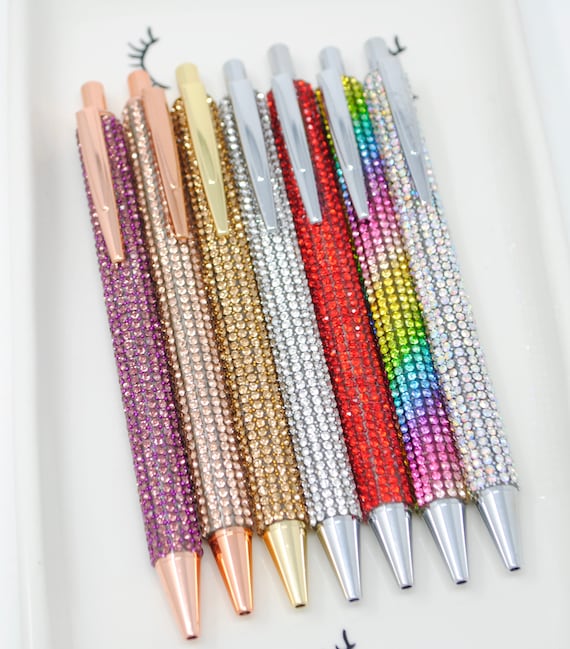 Rose Gold Crystal Pen Diamond Ballpoint Pens Stationery Pen Oily Lovely Multi-Color Metal Pen Diamond Ballpoint Pens