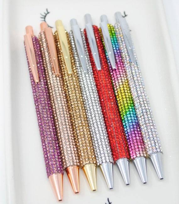 Sibba Bling Pen 4 Penne a Sfera Con Strass E Brillantini Penne a Sfera Scintillanti Da 1.0mm Belle Penne da Regalo Penne per Diari per Donne Ufficio Damigella D'onore Matrimonio Compleanno
